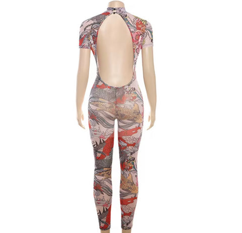 Abstract Sheer Bodysuit