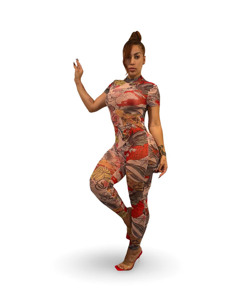 Abstract Sheer Bodysuit