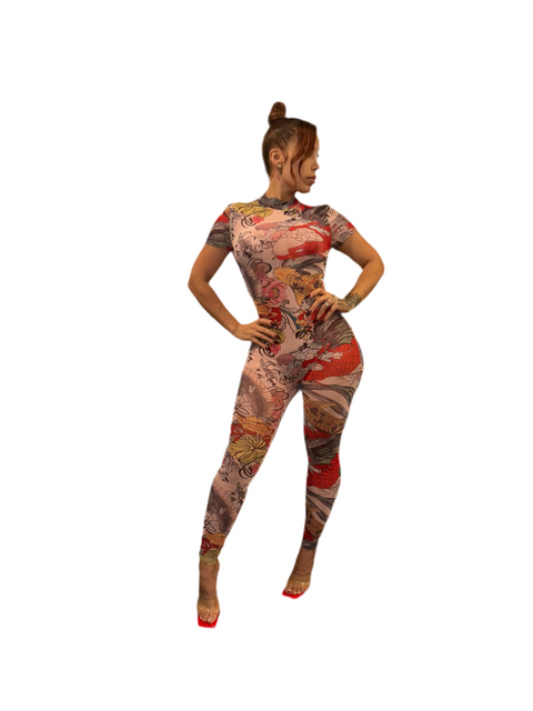 Abstract Sheer Bodysuit