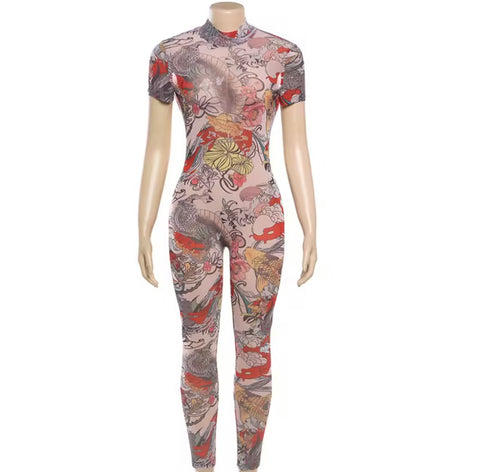 Abstract Sheer Bodysuit